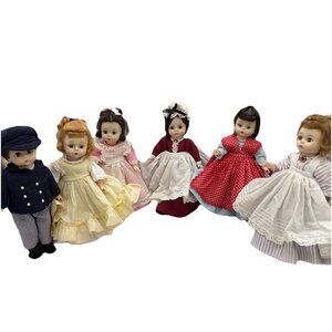 Madame Alexander Little Women Set of 6 – 8” Bent-Knee Dolls w/ Stands Vintage
